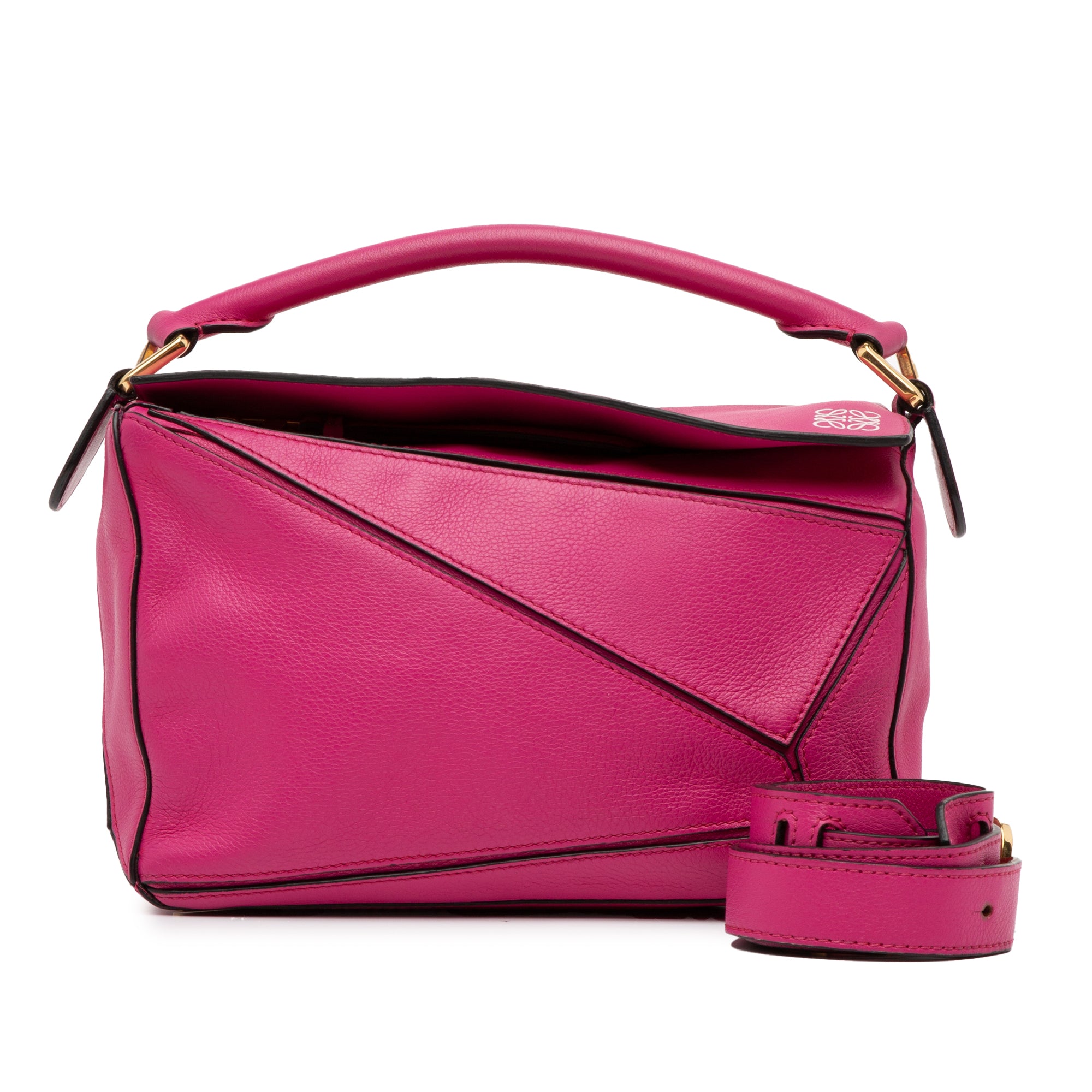 Loewe | Pre-Owned Small Calfskin Puzzle Satchel | Pink/Hot Pink