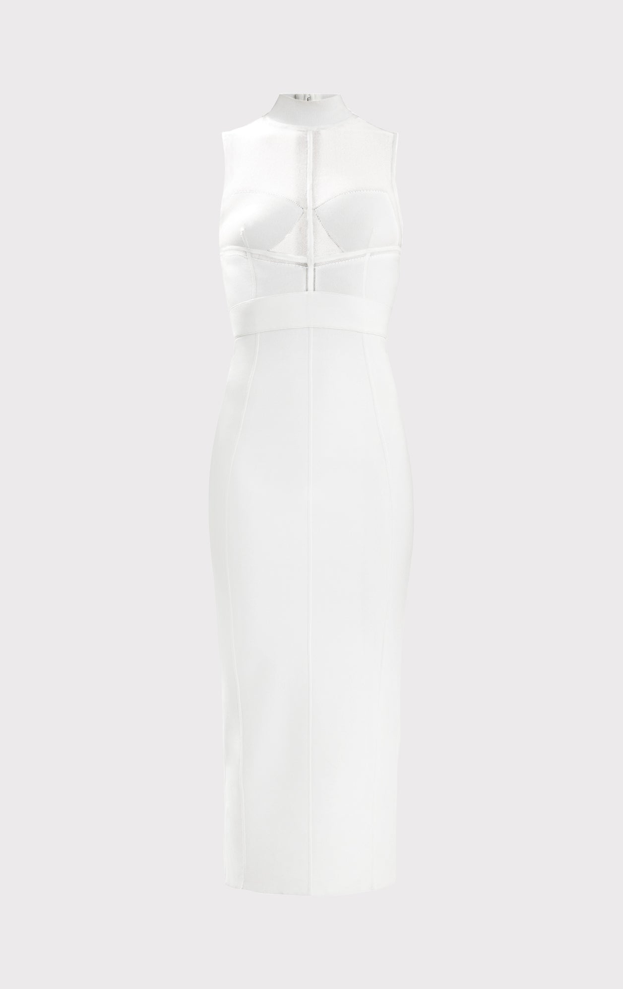 Sheer Intarsia Bustier Midi Dress | Alabaster