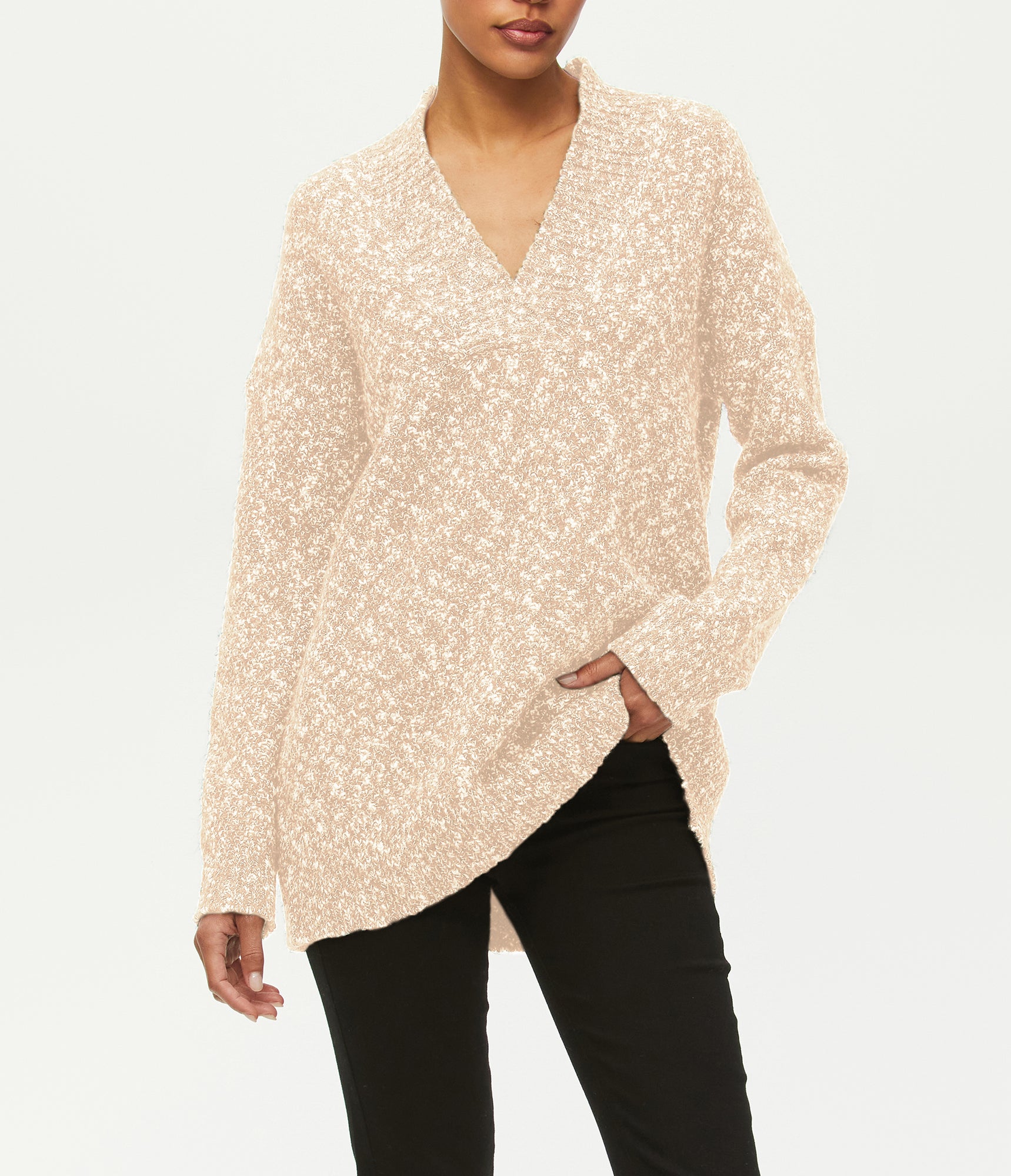 Nova V-Neck Tunic Sweater | Rose
