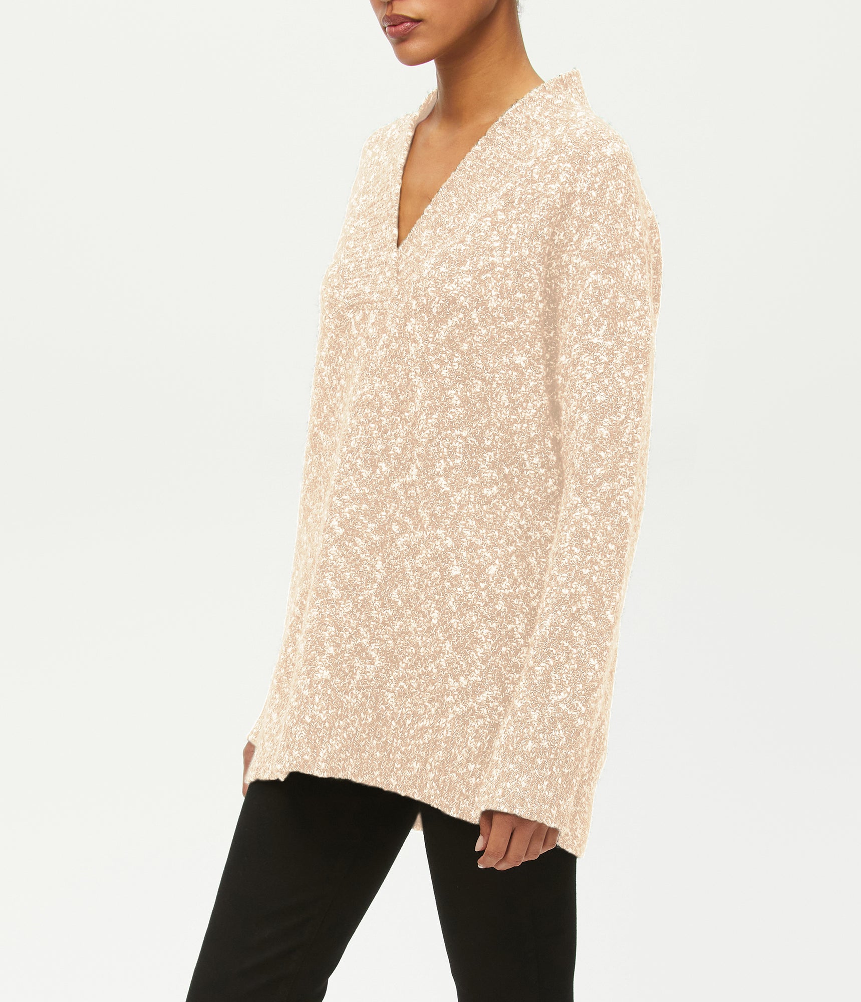 Nova V-Neck Tunic Sweater | Rose