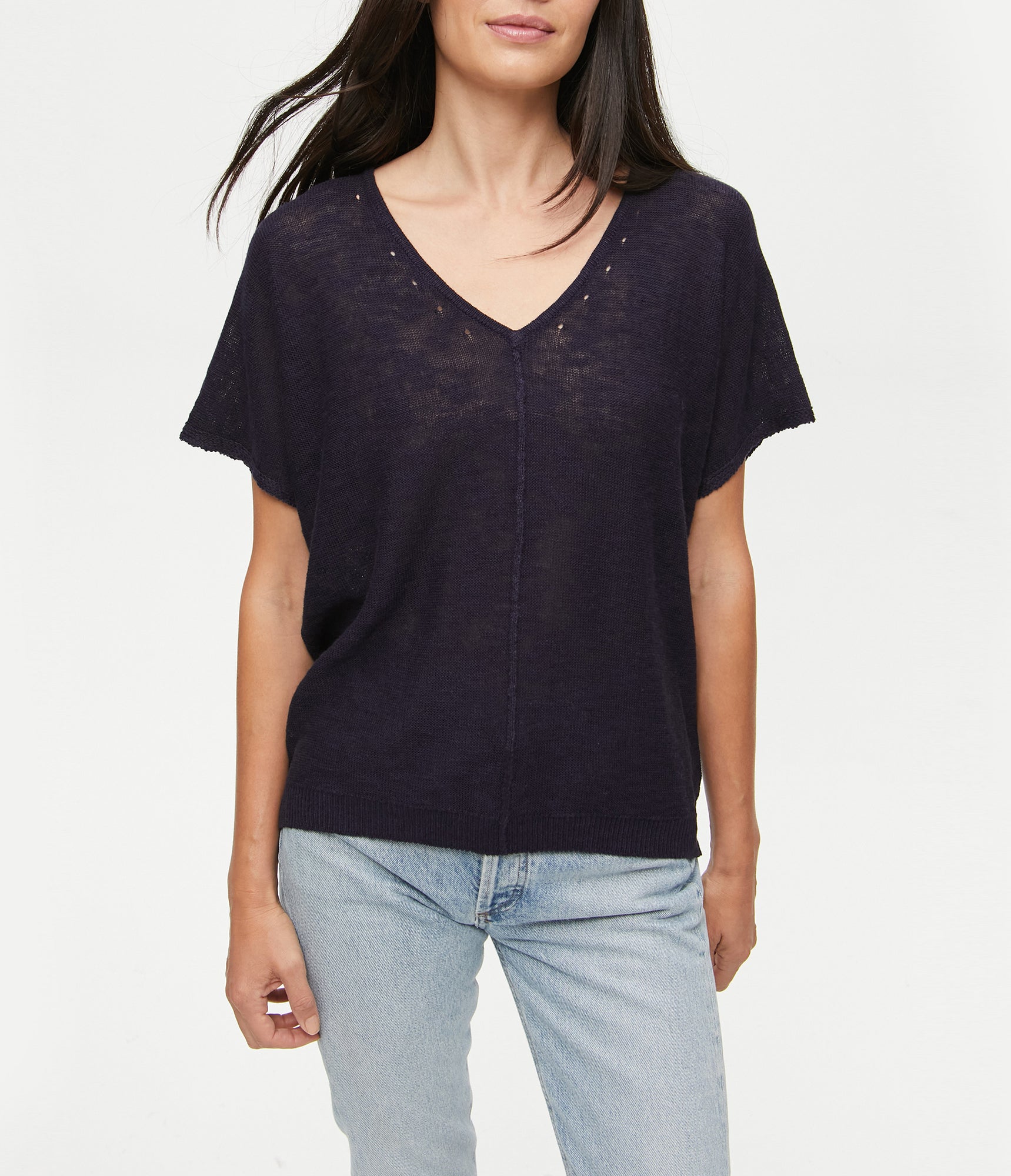Nina V-Neck Sweater Top | Admiral