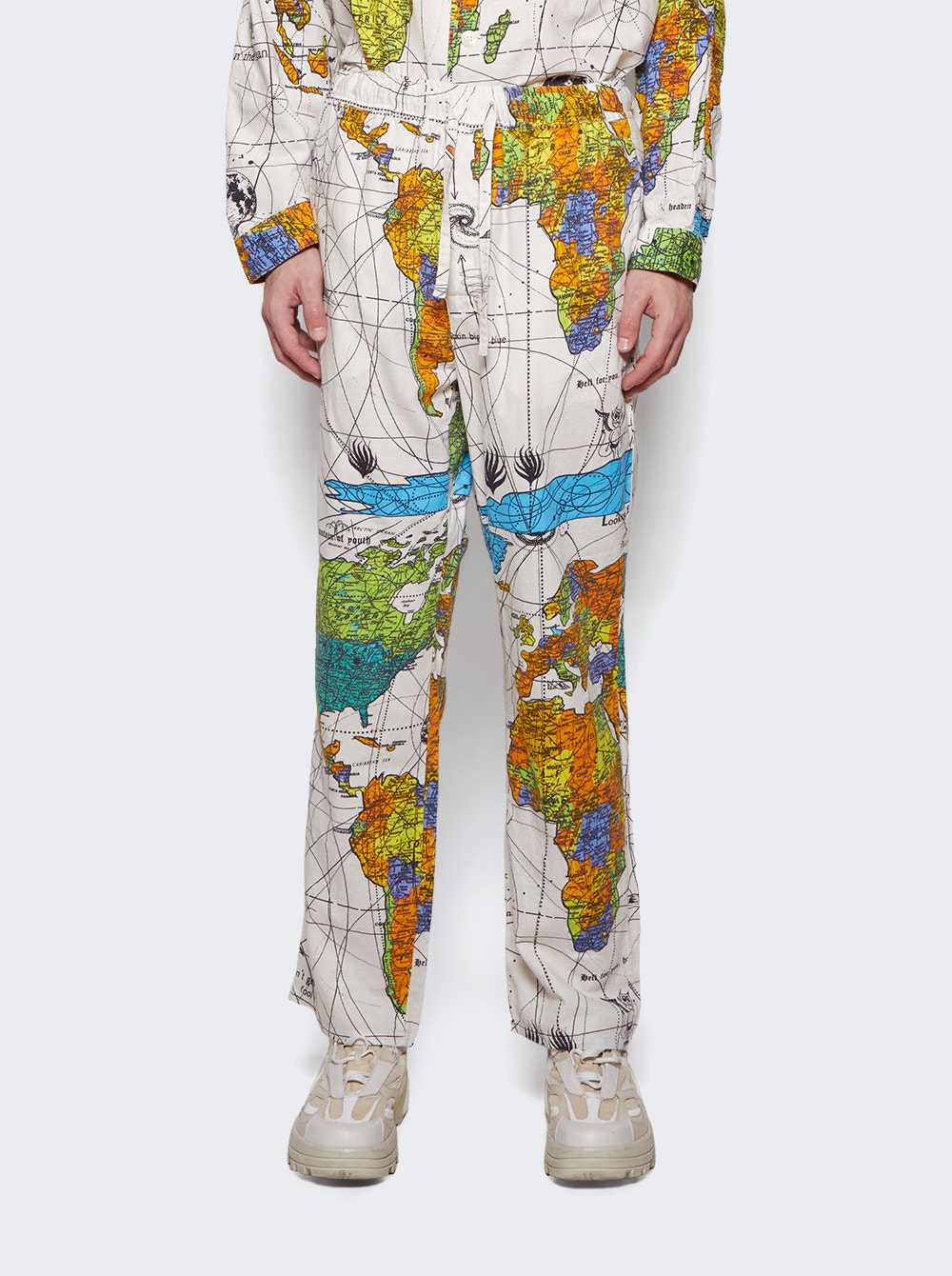 Men | Saint Mxxxxxx X Dr Woo | Pajama World Map Pants | White