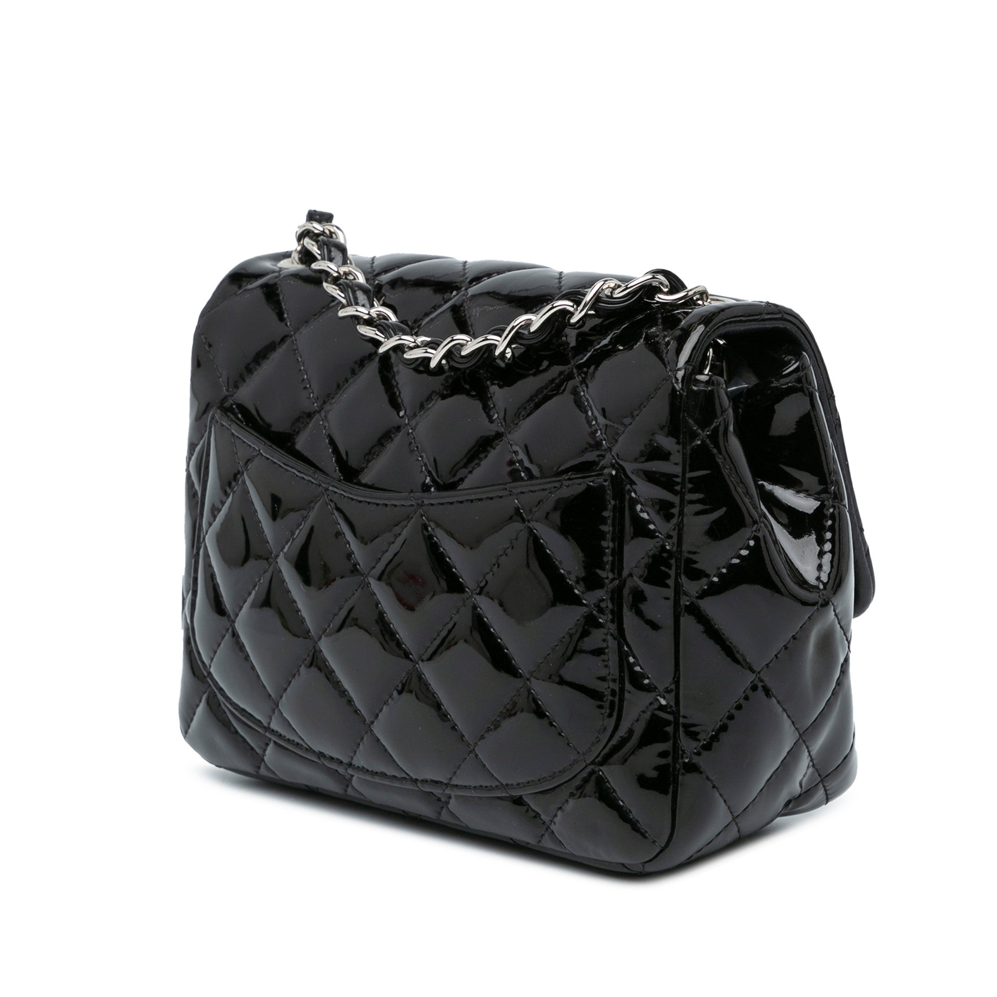 Chanel | Pre-Owned Mini Square Classic Patent Single Flap - II | Black