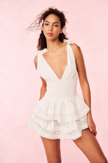 Soira Heart Eyelet Lace Mini Dress | White