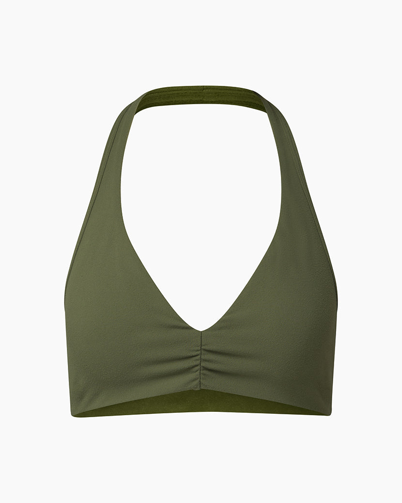 V-neck Halter Bra | Army Green