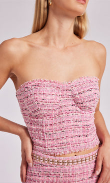 Coraline Tweed Bustier | Pink Melange