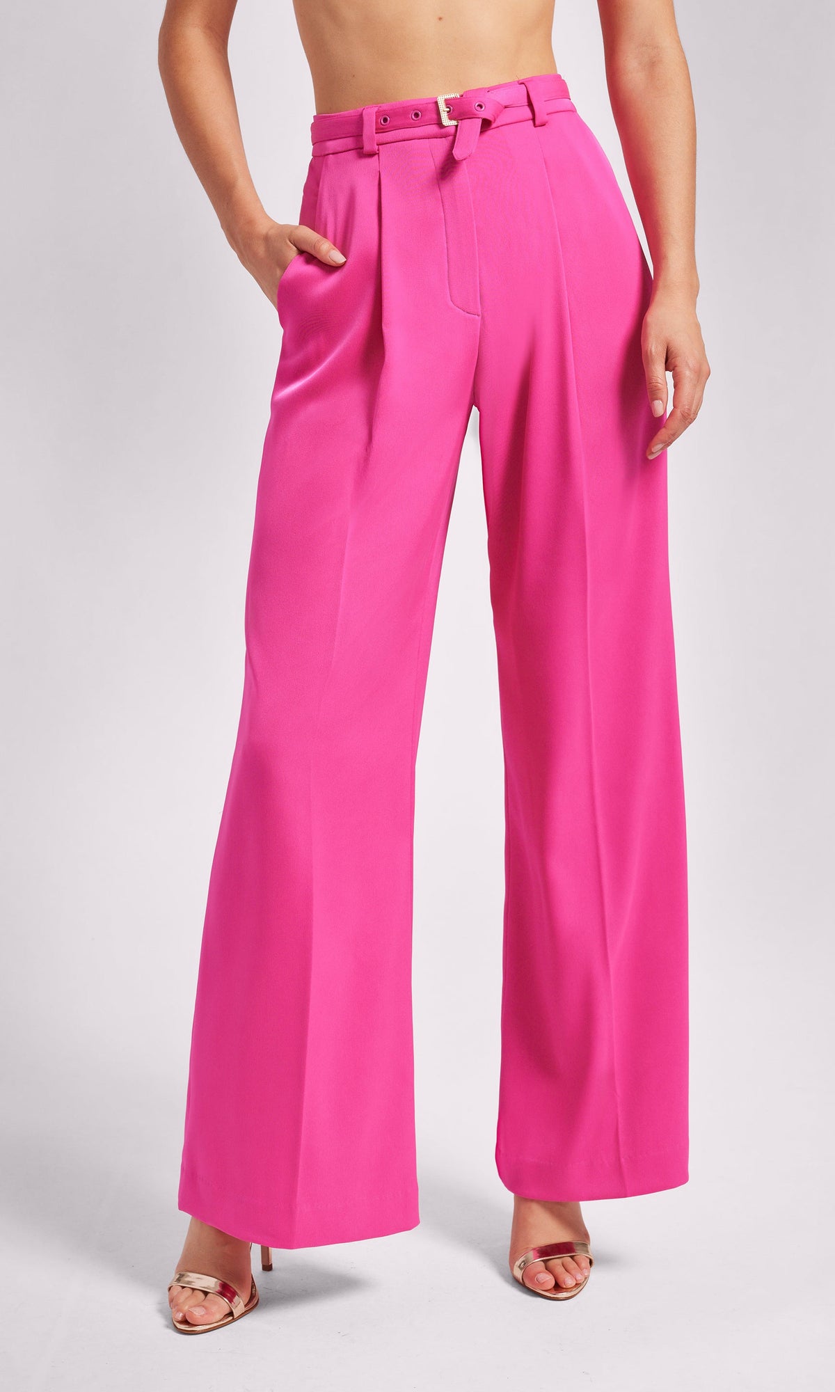 Alexia Satin Pants | Hot Pink