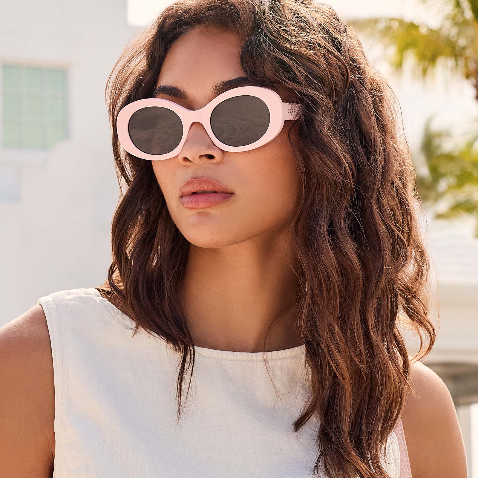 Womens | Lainey Sunglasses | Powder Pink | Grey Polarized Lenses