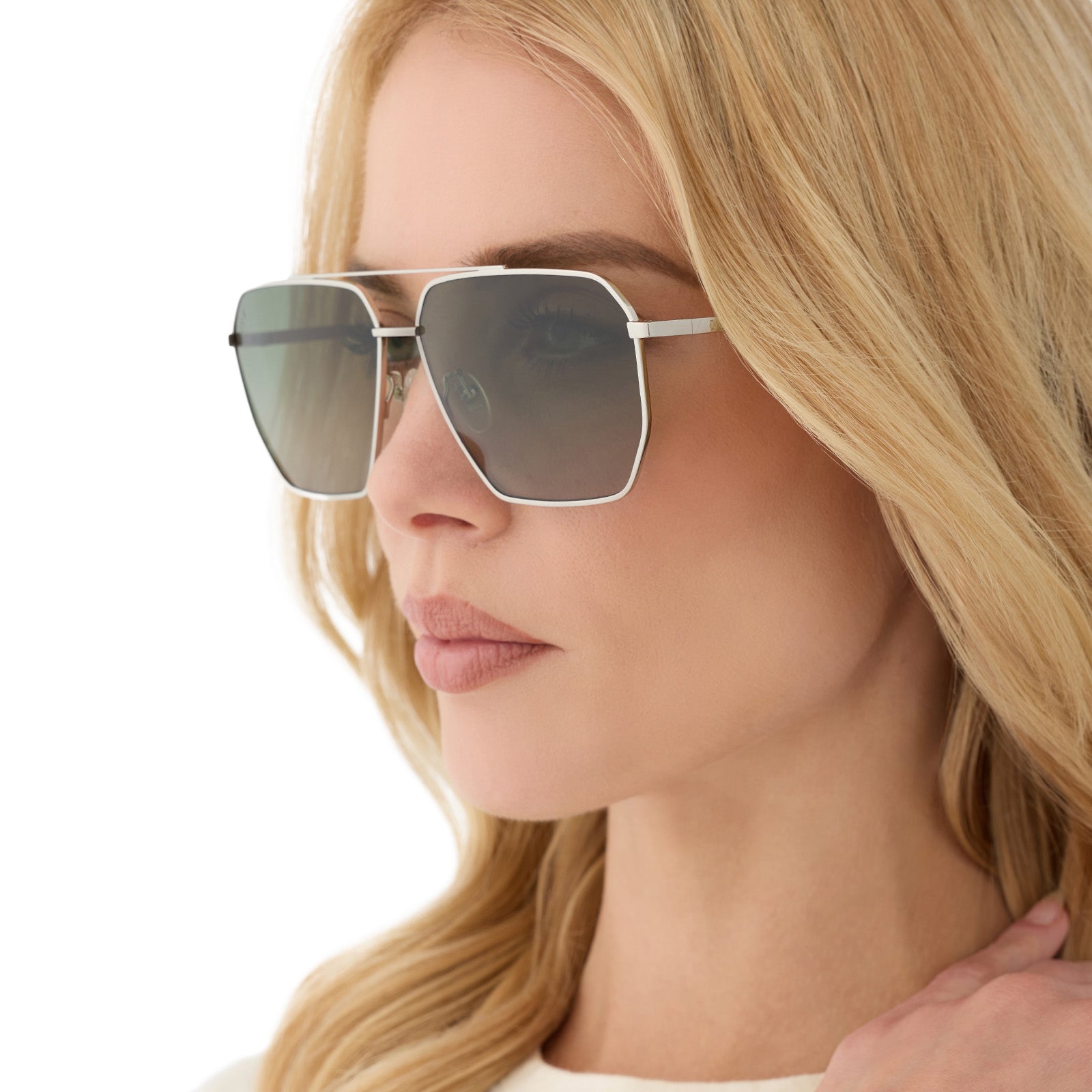Womens | Berkely Sunglasses | Silver | Cool Matcha Gradient Lenses