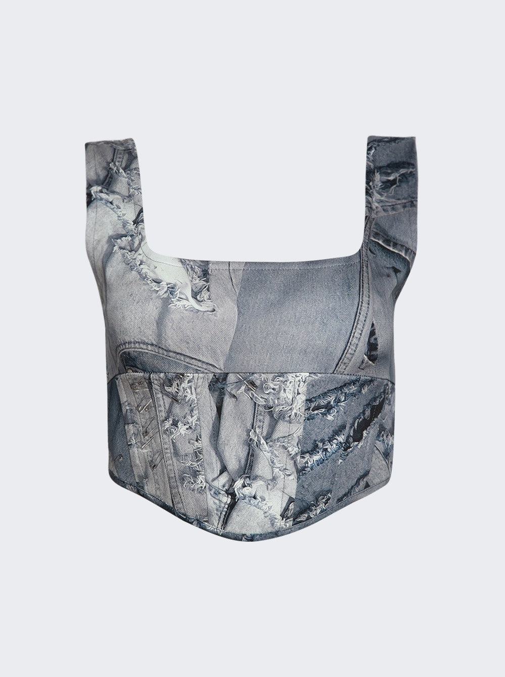 Women | Natasha Zinko | Denim Print Corset | Light Wash Blue
