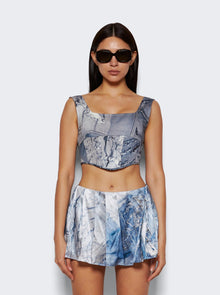 Women | Natasha Zinko | Denim Print Corset | Light Wash Blue
