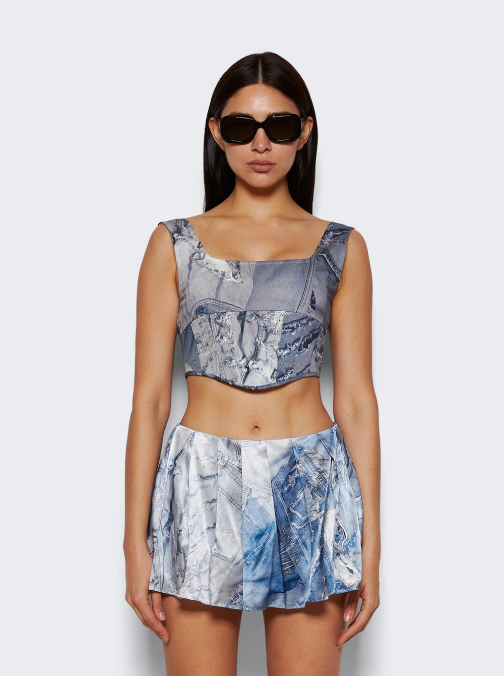 Women | Natasha Zinko | Denim Print Corset | Light Wash Blue