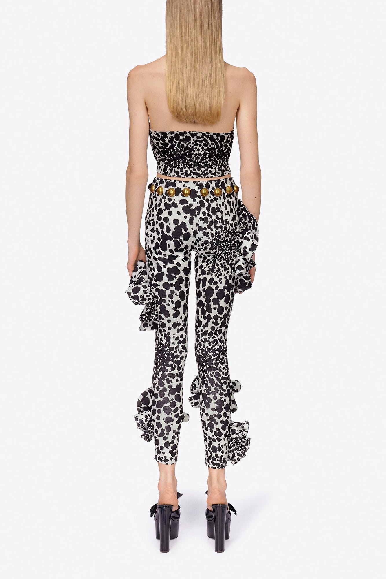 Dalmatian Flower Legging | Black/Off White