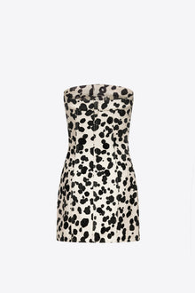Dalmatian Denim Strapless Mini Dress | Black/Off White