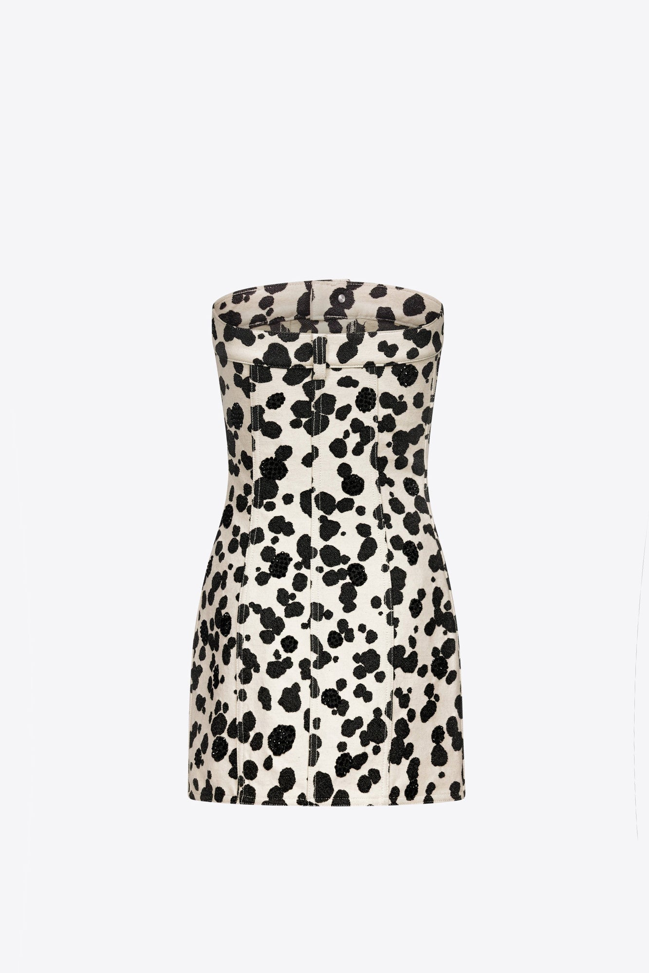 Dalmatian Denim Strapless Mini Dress | Black/Off White