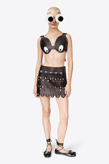 Studded Eye Leather Mini Skirt | Black