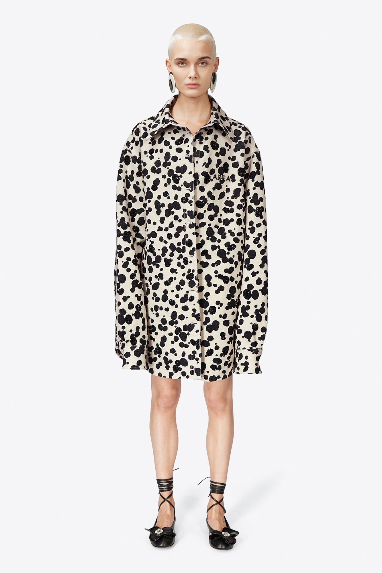 Dalmatian Denim Shirt Jacket | Black/Off White