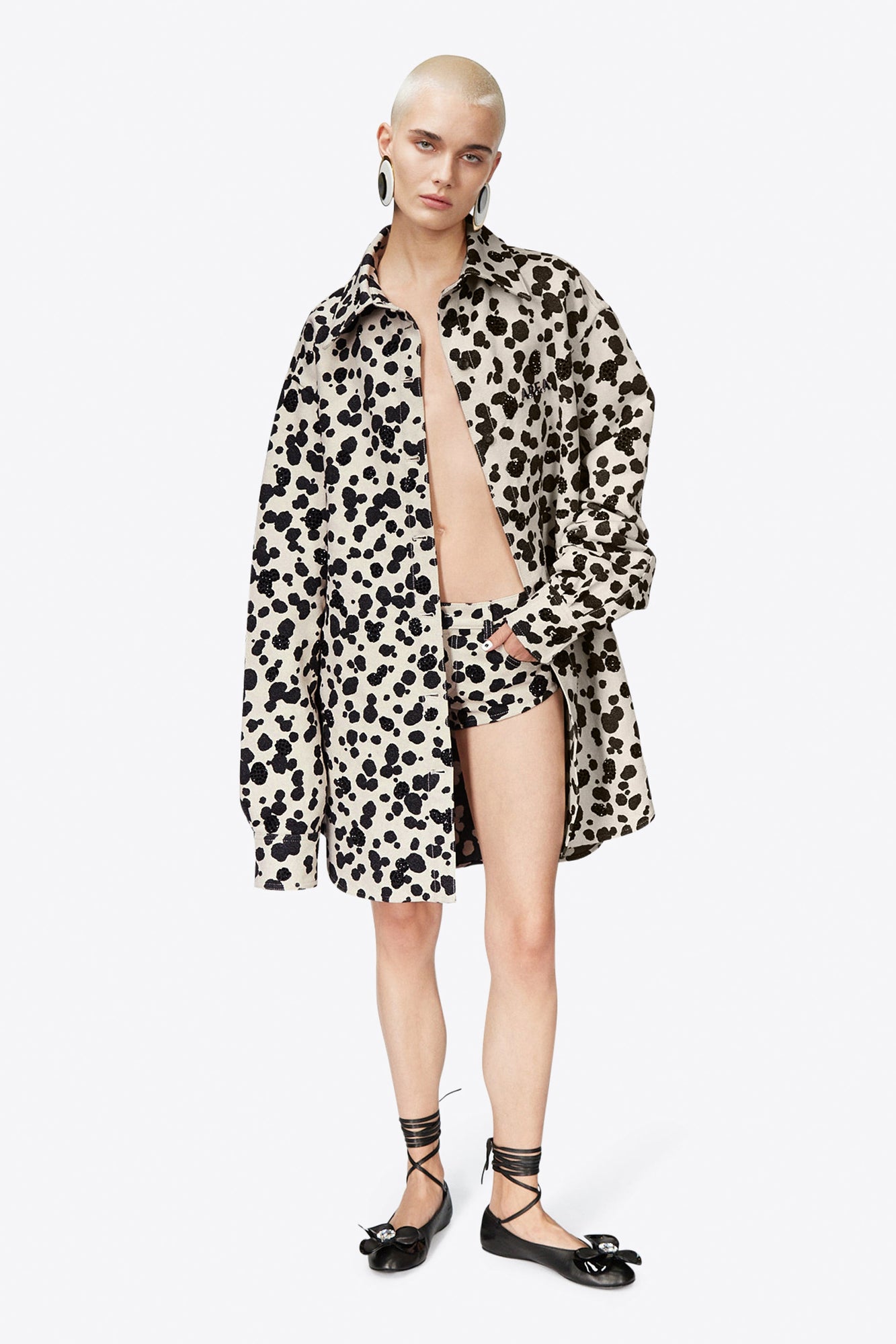 Dalmatian Denim Shirt Jacket | Black/Off White