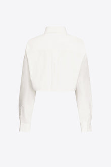 Crystal Rosette Poplin Cropped Shirt | Off White