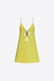 Crystal Embellished Bow Mini Dress | Chartreuse
