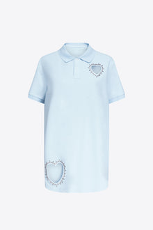 Crystal Heart Cutout Polo Dress | Baby Blue