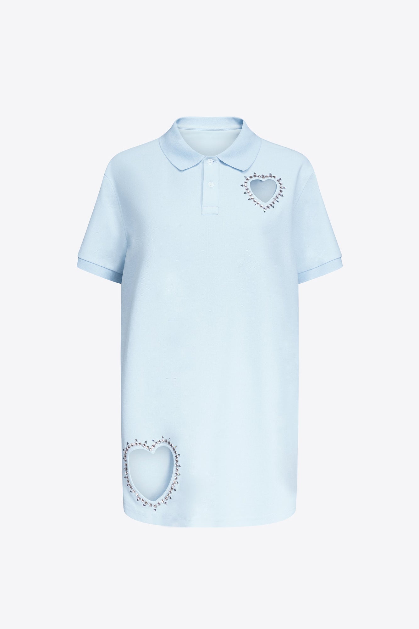 Crystal Heart Cutout Polo Dress | Baby Blue