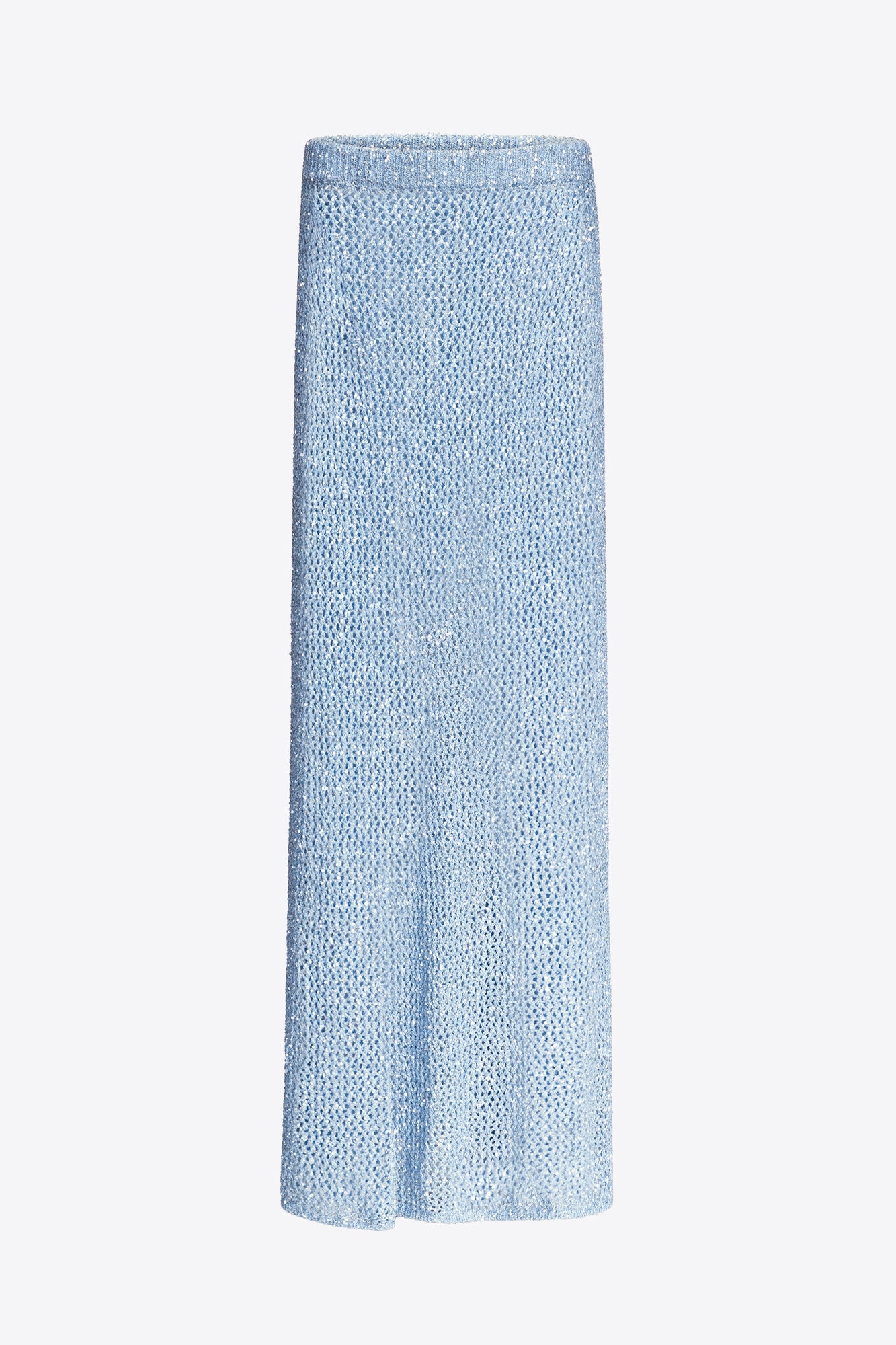 Sequin Crochet Maxi Skirt | Light Blue