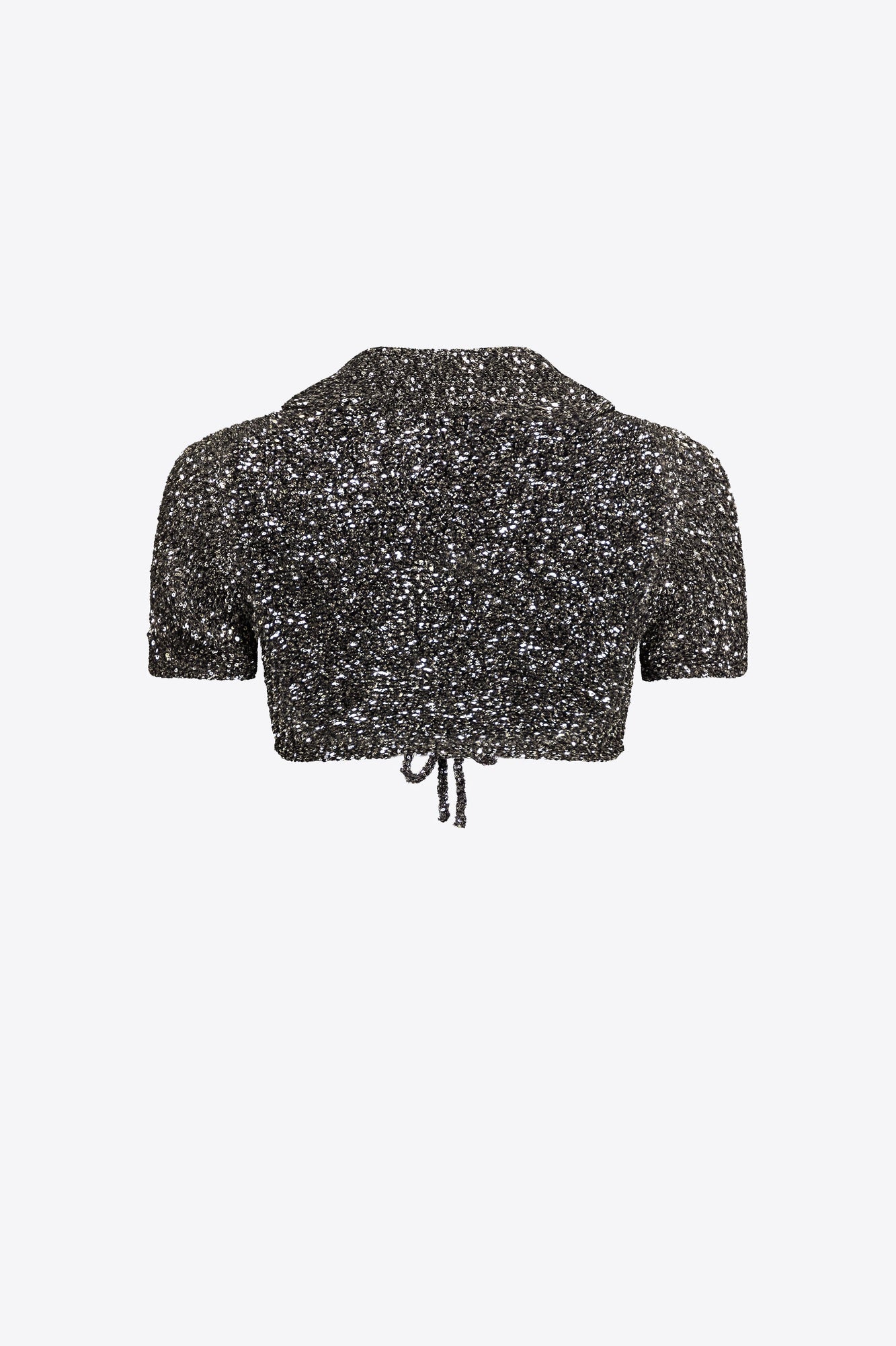 Sequin Crochet Short Sleeved Cardigan | Black
