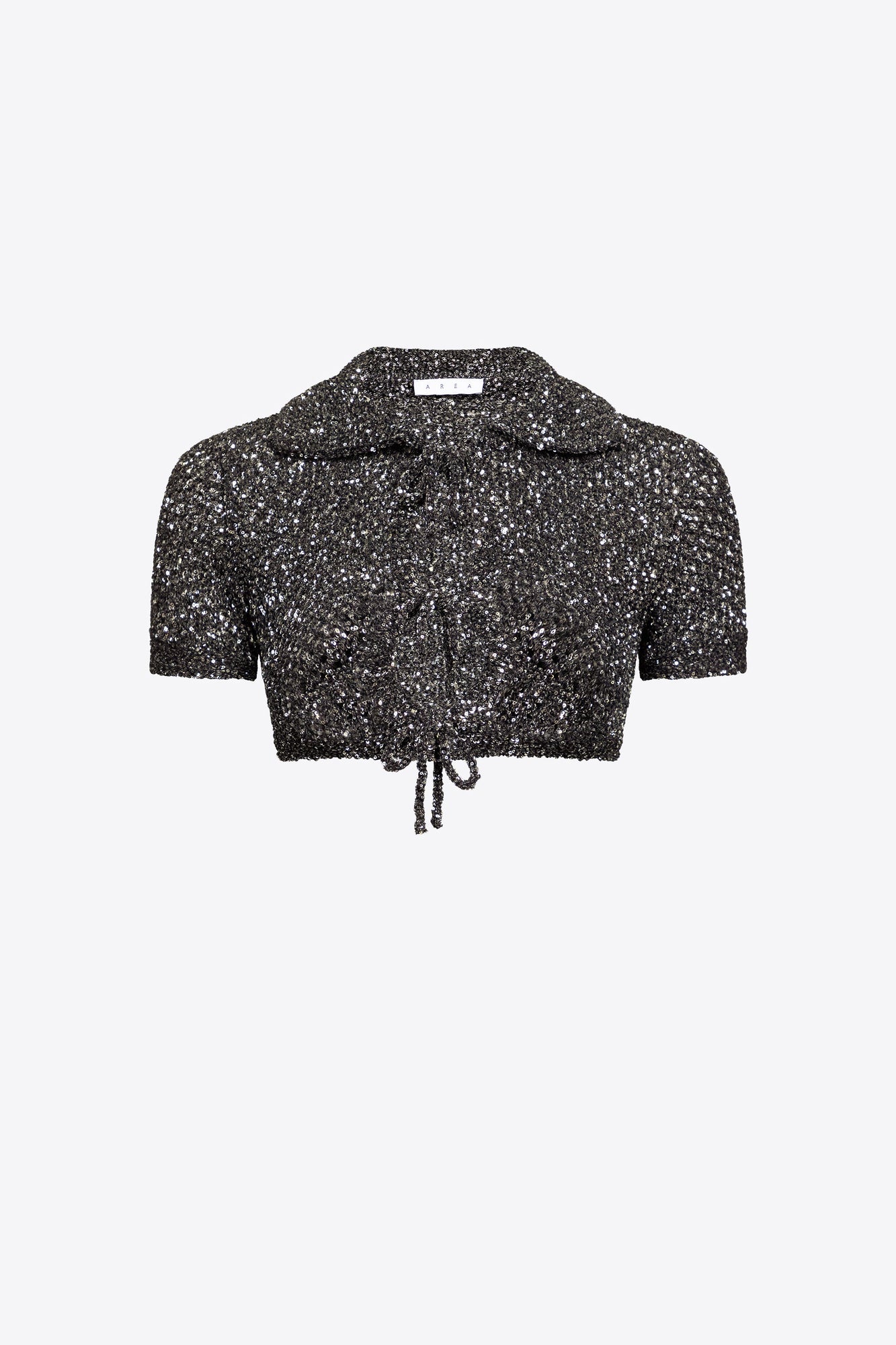 Sequin Crochet Short Sleeved Cardigan | Black