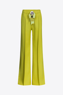 Crystal Embellished Bow Wide Leg Trouser | Chartreuse