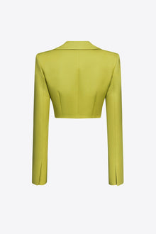 Crystal Embellished Bow Cropped Jacket | Chartreuse