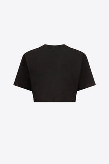 Crystal Rosette Cropped T-Shirt | Black