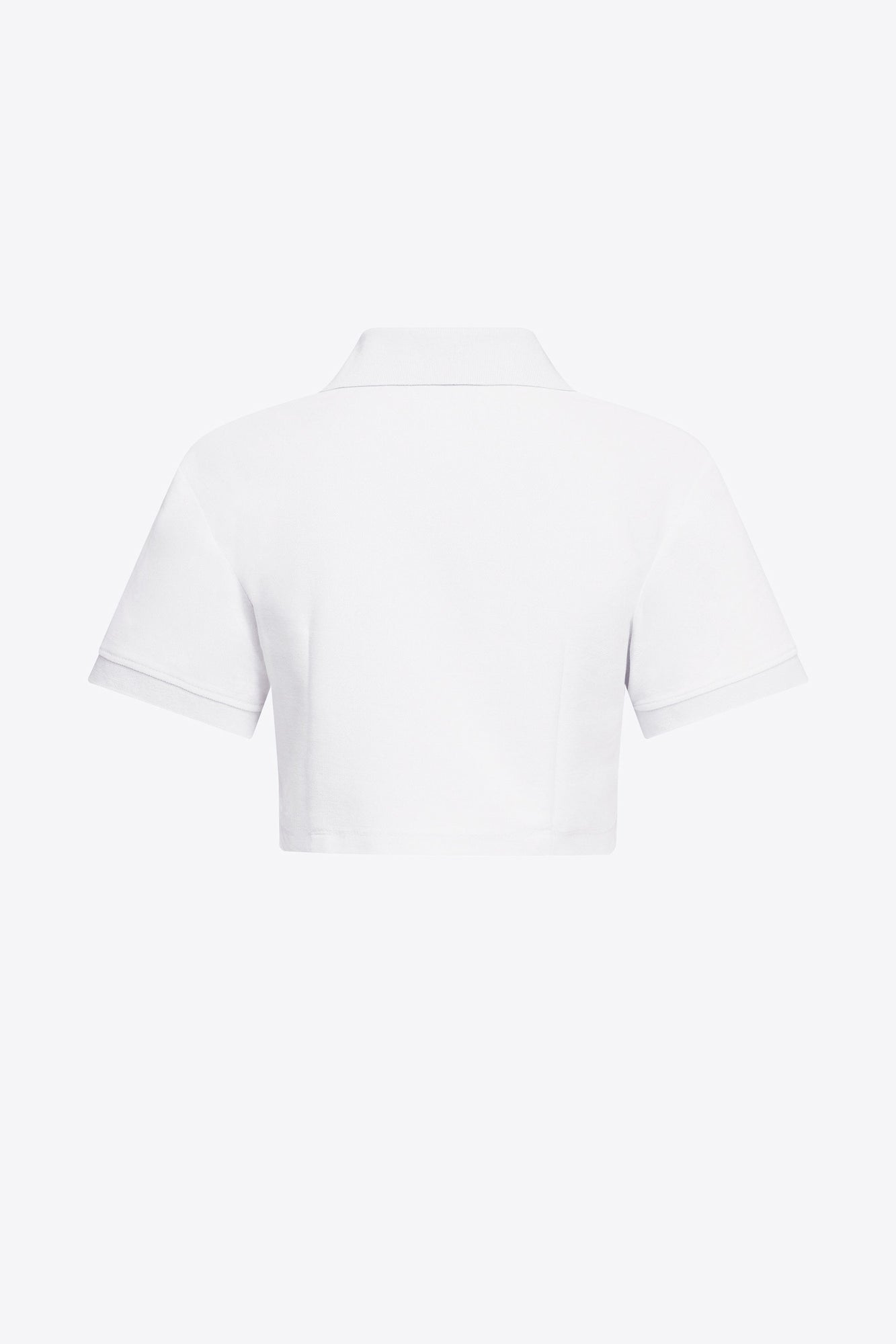 Crystal Heart Cutout Cropped Polo | White