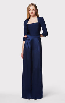 Icon High Waist Silk Wide Leg Pants | Classic Blue