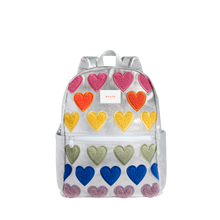 STATE Bags Kane Kids Large Metallic Fuzzy Hearts Front View Click to Zoom