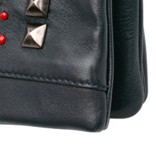 Balmain | Pre-Owned Leather Studded Foldover Clutch | Blue/NavyRed