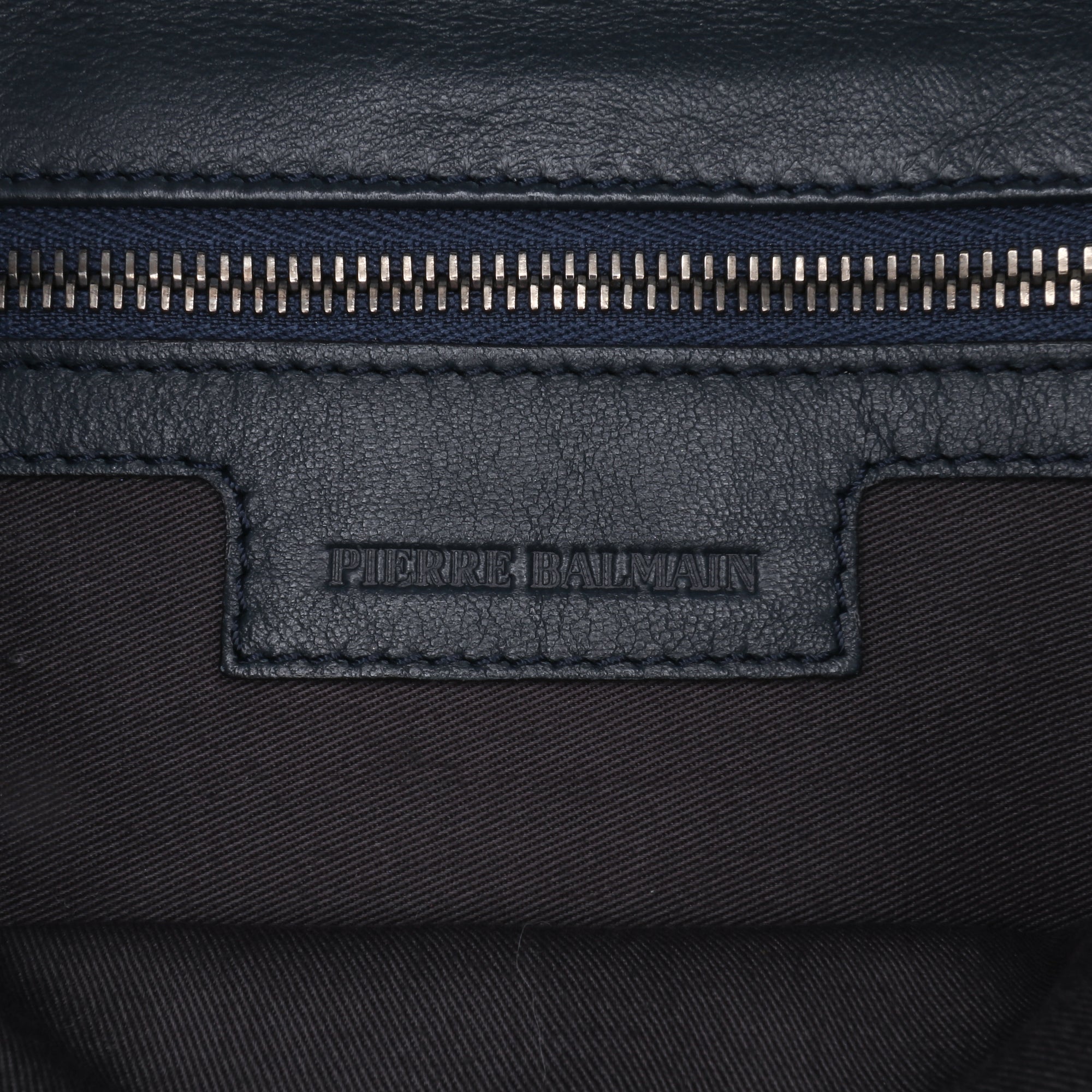 Balmain | Pre-Owned Leather Studded Foldover Clutch | Blue/NavyRed