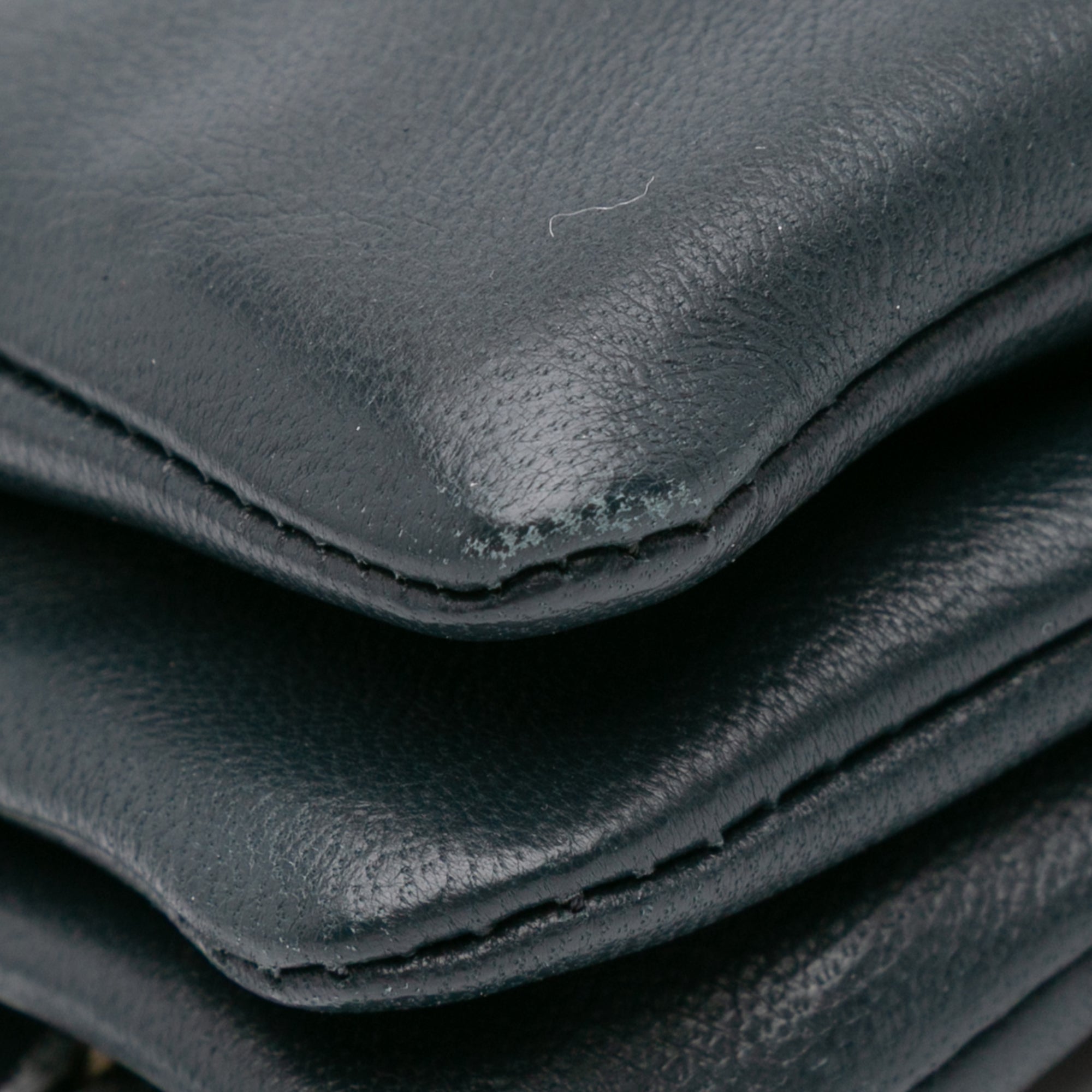 Balmain | Pre-Owned Leather Studded Foldover Clutch | Blue/NavyRed