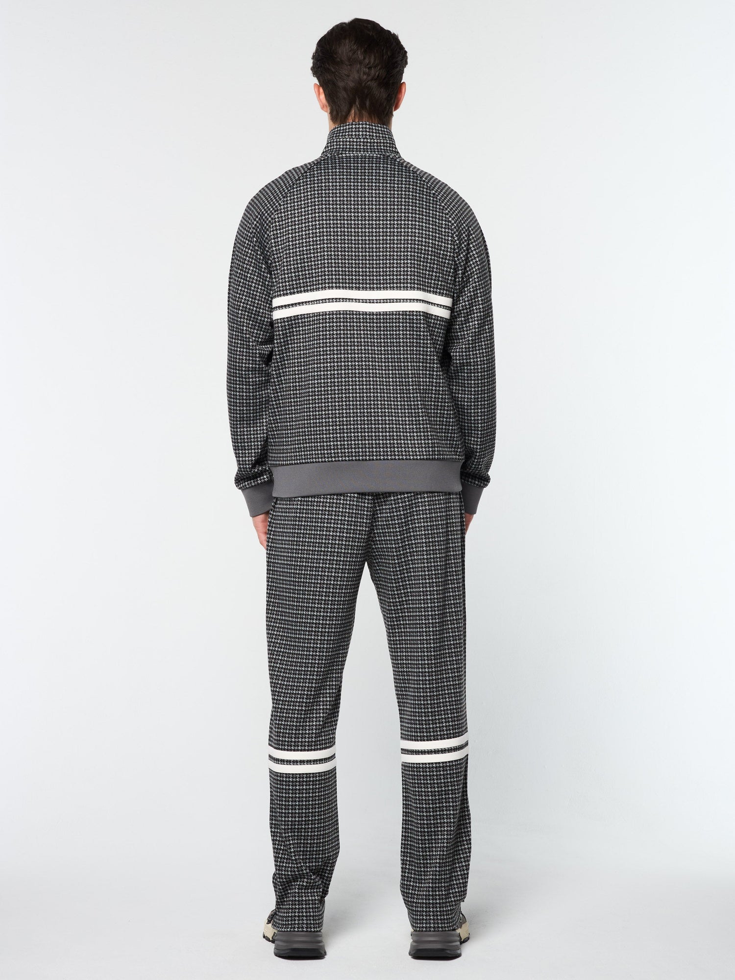 Men | Dallas Houndstooth Track Jacket | Black Beauty