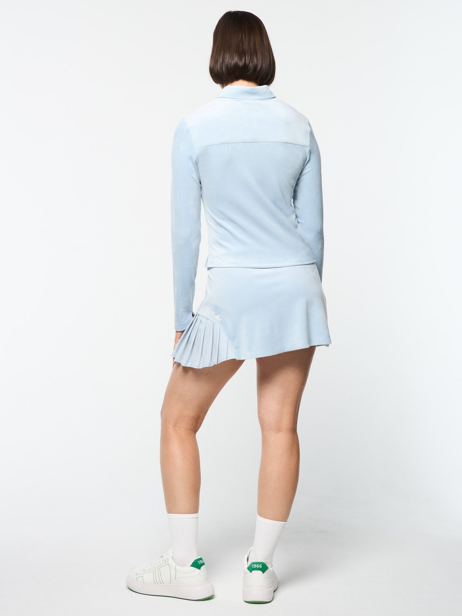 Women | Veneto Velour Long Sleeve Polo | Celestial Blue