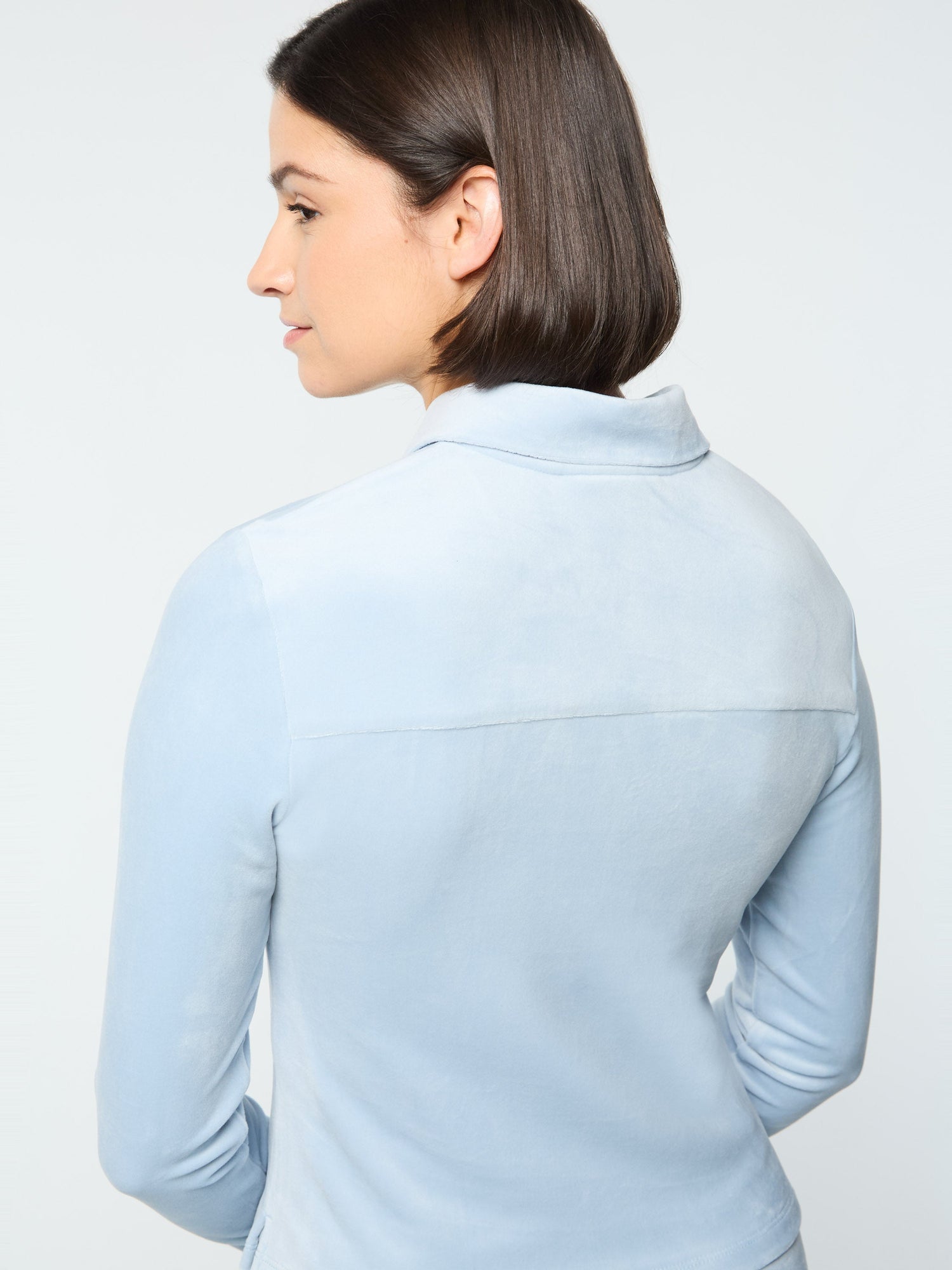 Women | Veneto Velour Long Sleeve Polo | Celestial Blue