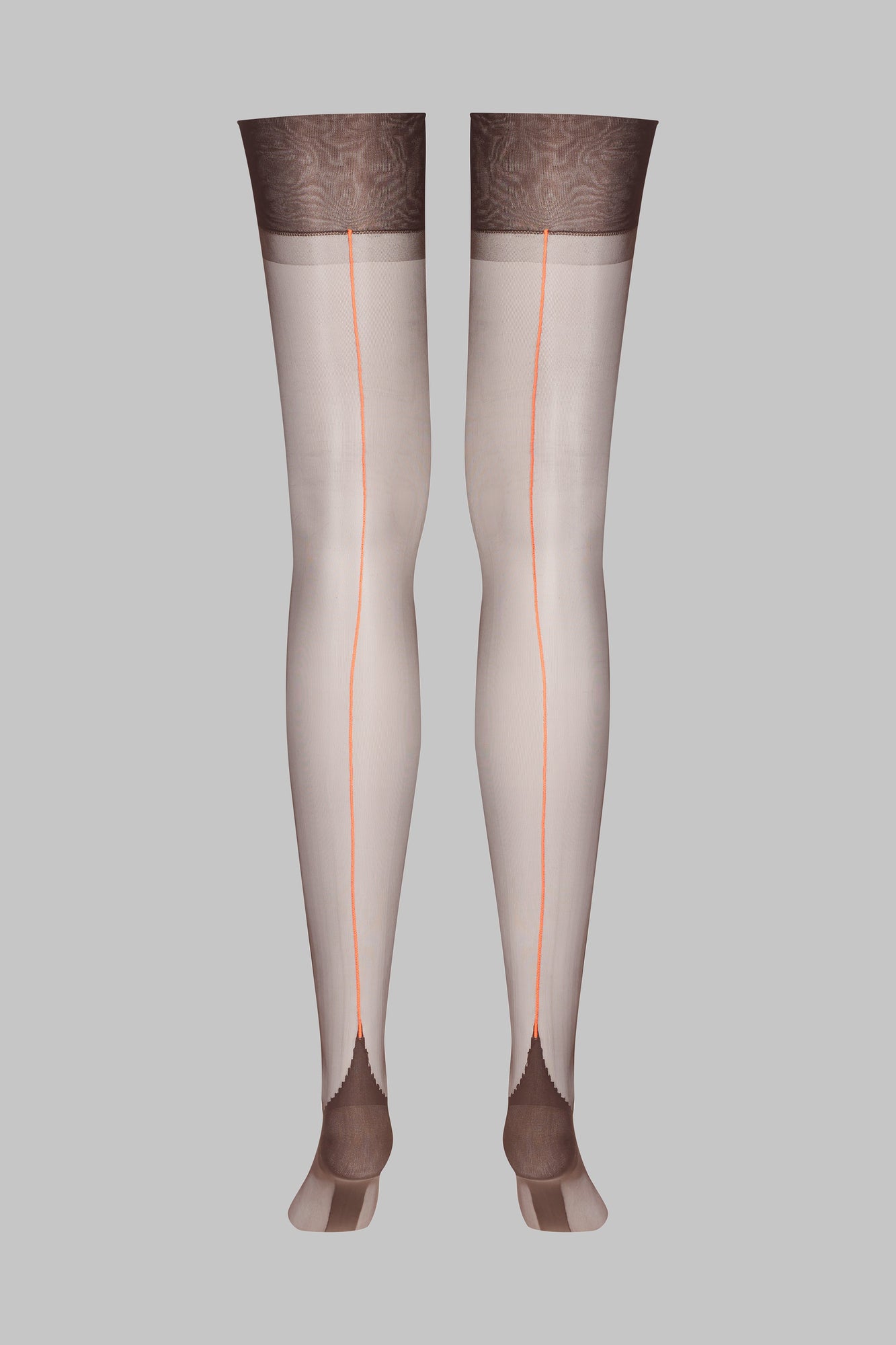 Authentic Neon Seamed Nylon Stockings -15D | Brown