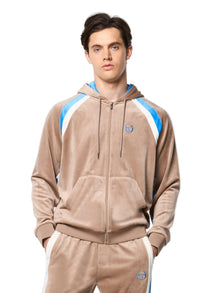 Men | Lazaro Velour Hoodie | Taupe Grey