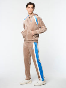 Men | Lazaro Velour Hoodie | Taupe Grey