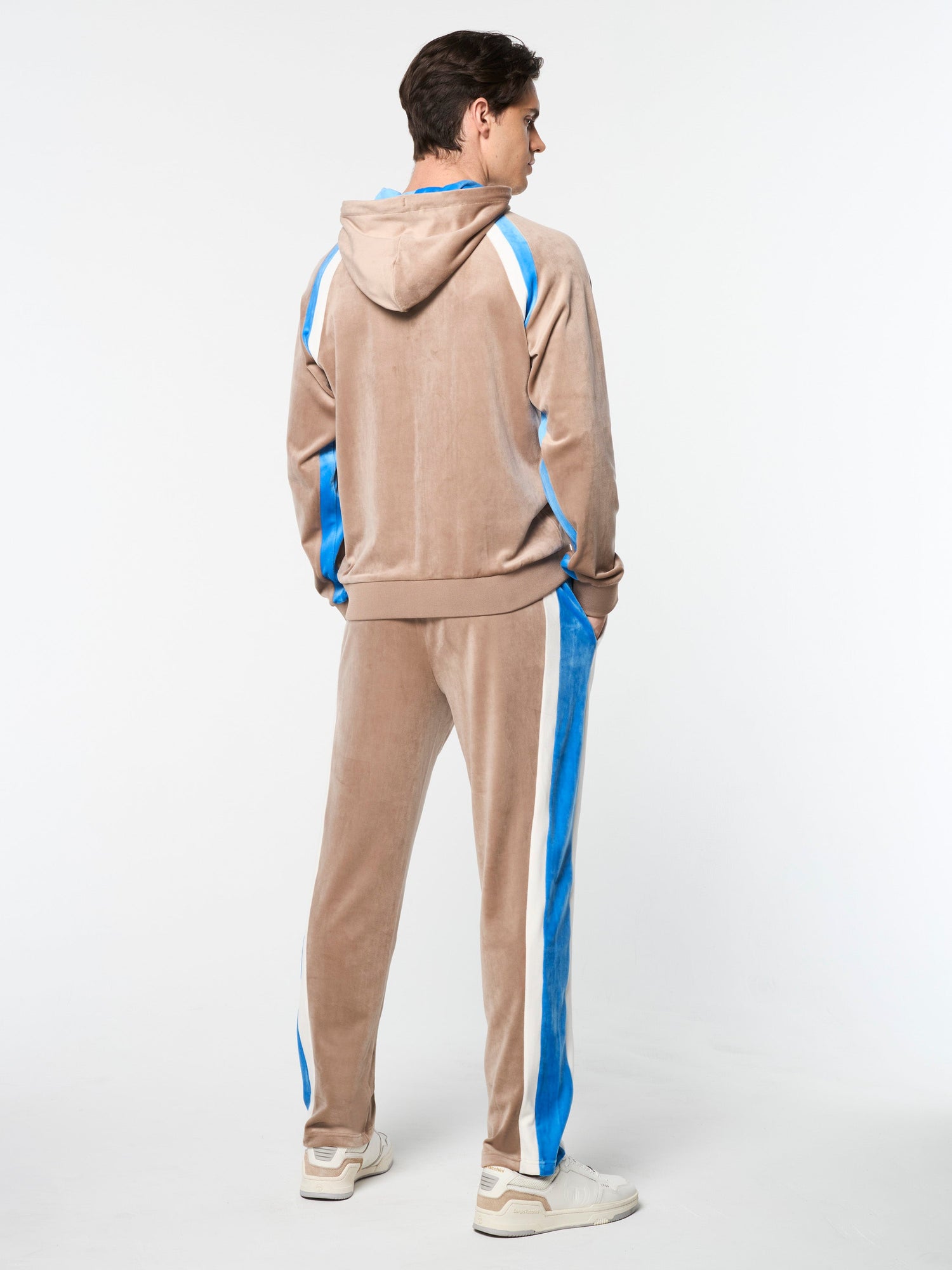 Men | Lazaro Velour Hoodie | Taupe Grey