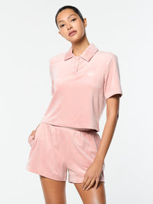 Women | Adele Velour Polo | Pale Mauve