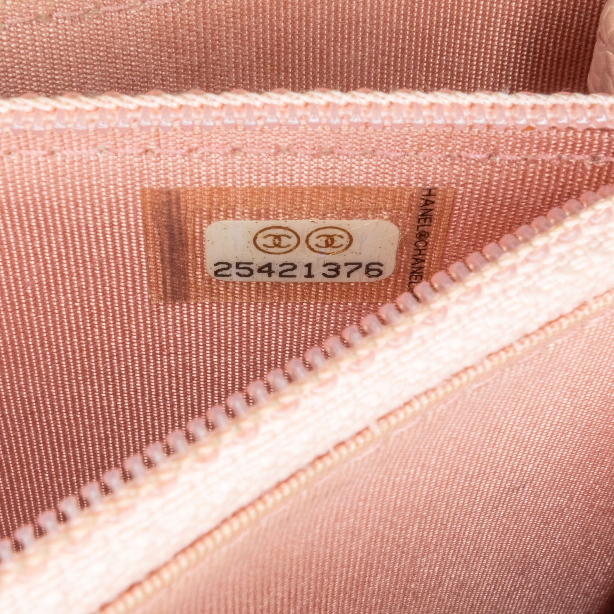 Chanel | Pre-Owned Quilted Caviar Square Boy Wallet On Chain | Pink