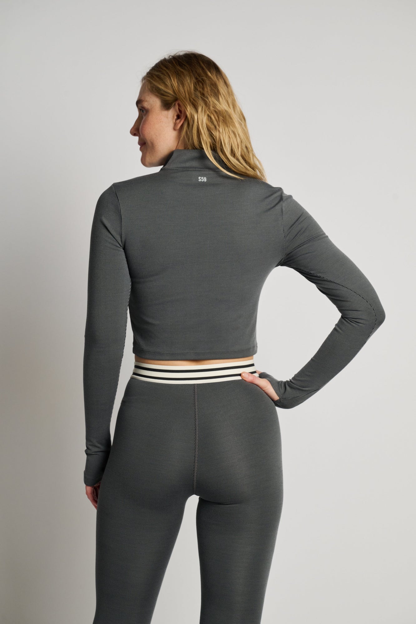Women | SPLITS59 | Stevie Active Rib Half Zip | Heather Grey