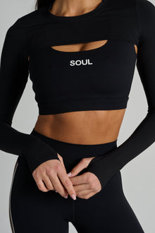 Splits59 | Amelia Airweight Lite Shrug | Black/Dark Chocolate