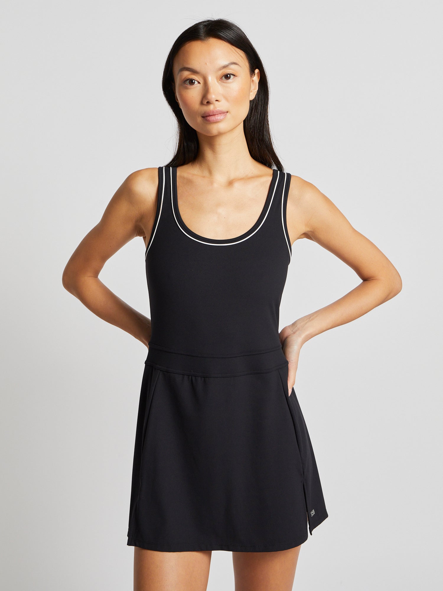 Splits59 | Martina Rigor Dress W Piping | Black